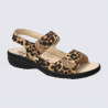 Sandales Mobils, sandales confortables femme en cuir bengal brun
