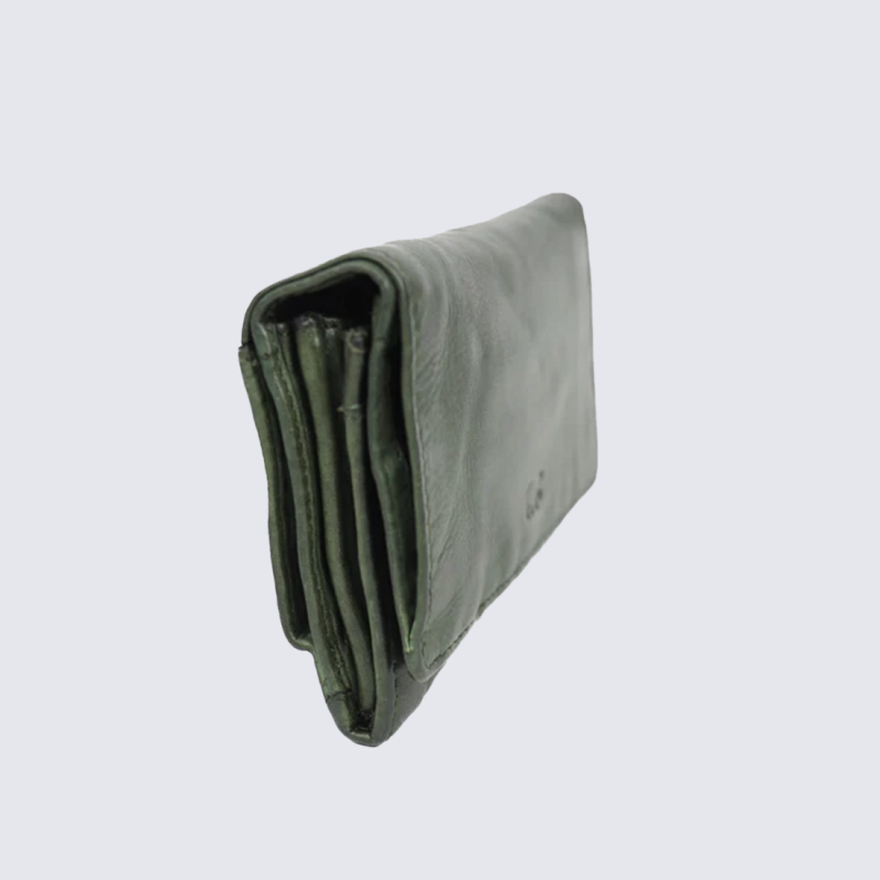 Portefeuilles Bear, portefeuilles à rabat femme en cuir vert