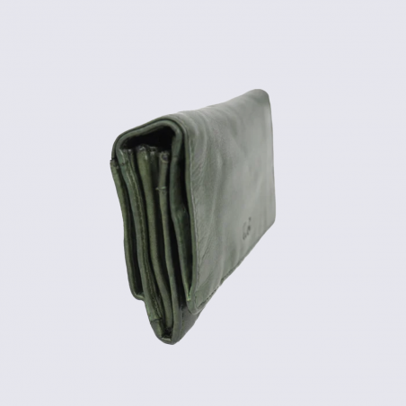 Portefeuilles Bear, portefeuilles à rabat femme en cuir vert