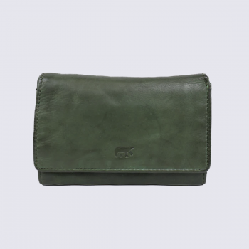 Portefeuilles Bear, portefeuilles à rabat femme en cuir vert