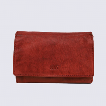 Portefeuille Bear, portefeuilles à rabat femme en cuir rouge