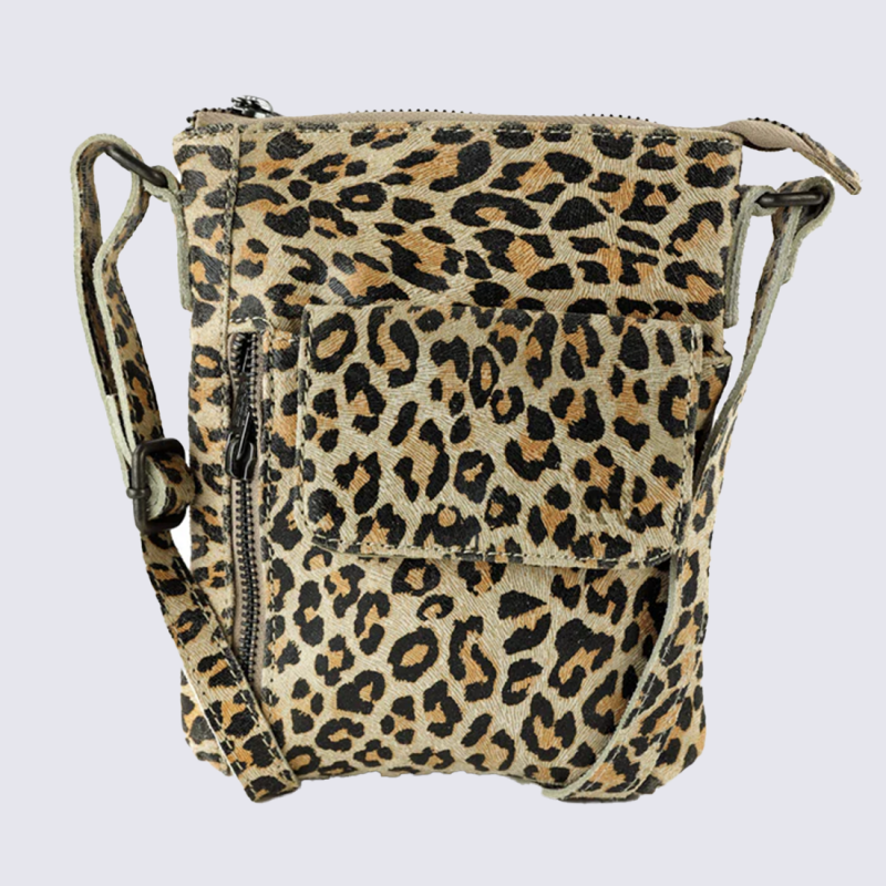 Sac bear, sac compact femme en cuir panthère