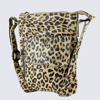 Sac bear, sac compact femme en cuir panthère