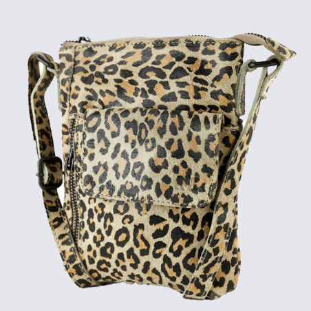 Sac bear, sac compact femme en cuir panthère