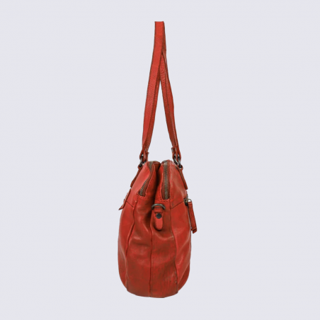 Sac porté épaule Bear, sac porté épaule femme en cuir rouge