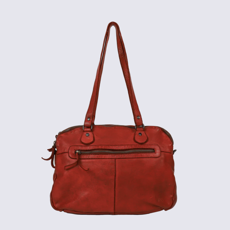 Sac porté épaule Bear, sac porté épaule femme en cuir rouge