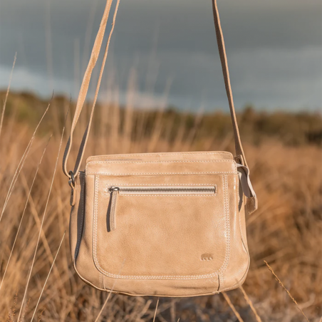 Sac à bandoulière Bear, sac à bandoulière Miley pour femme en cuir baltic beige