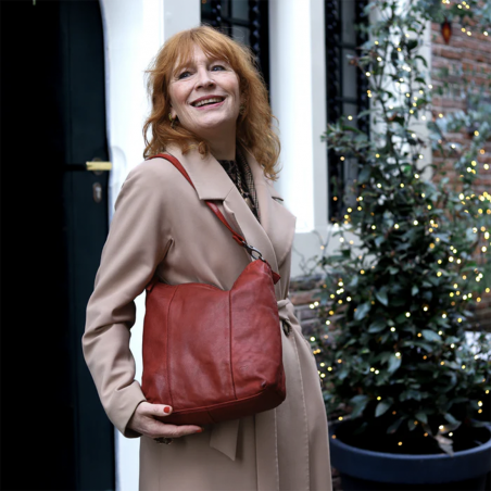 Sac porté épaule Bear, sac porté épaule Ava femme en cuir rouge