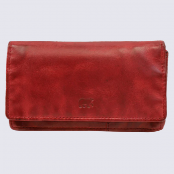 Portefeuille Bear, portefeuille à rabat unisexe Emma en cuir rouge