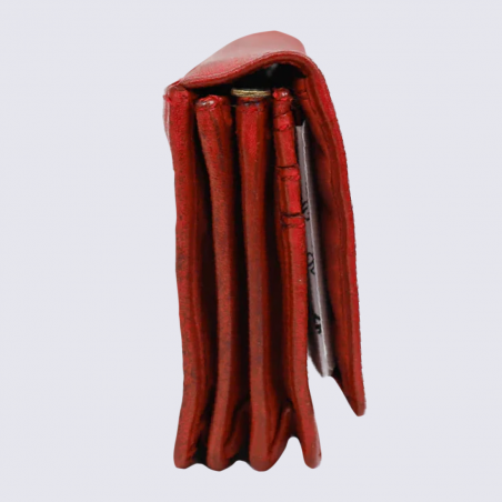 Portefeuille Bear, portefeuille à rabat unisexe Emma en cuir rouge