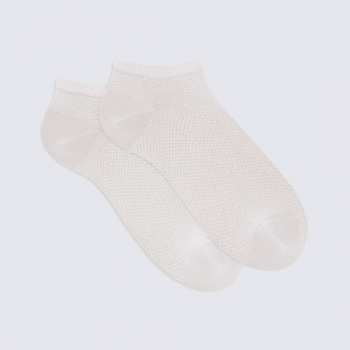 Chaussettes Doré Doré, socquettes petits losanges femme en coton blanc givre