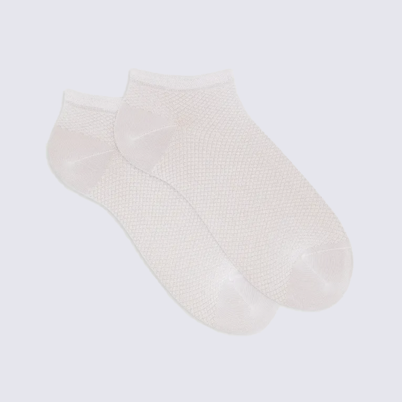 Chaussettes Doré Doré, socquettes petits losanges femme en coton blanc givre