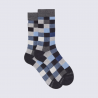 Chaussettes Doré Doré, chaussettes à motif échiquier homme taupe/bleu armée
