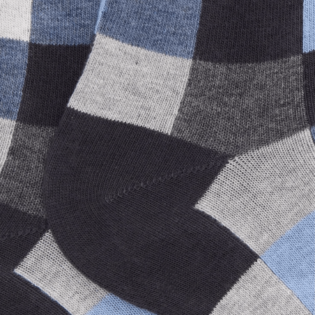 Chaussettes Doré Doré, chaussettes à motif échiquier homme taupe/bleu armée