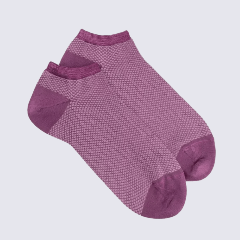 Chaussettes Doré Doré, socquettes petits losanges femme en coton grappe rose