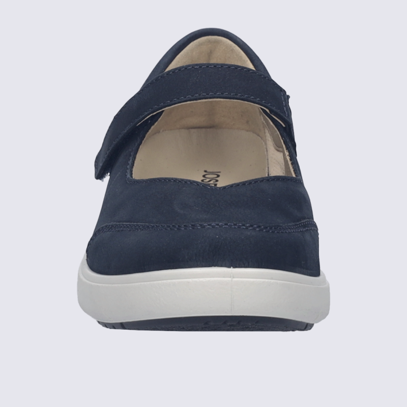 Chaussures basses Josef Seibel, ballerine bride femme en cuir nubuck indigo