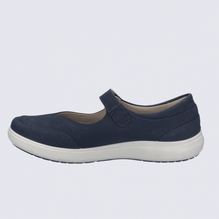 Chaussures basses Josef Seibel, ballerine bride femme en cuir nubuck indigo