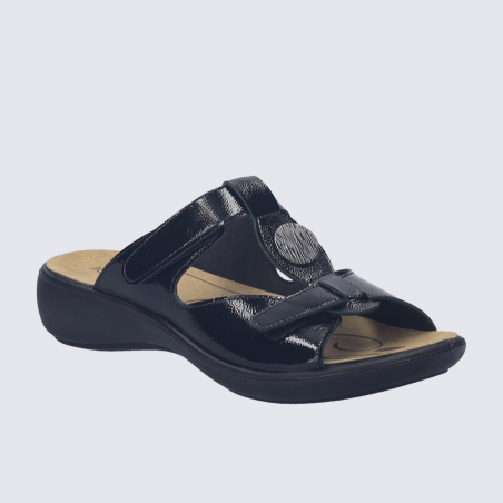 Sandales Josef Seibel, Sandales sandale femme en cuir verni noir