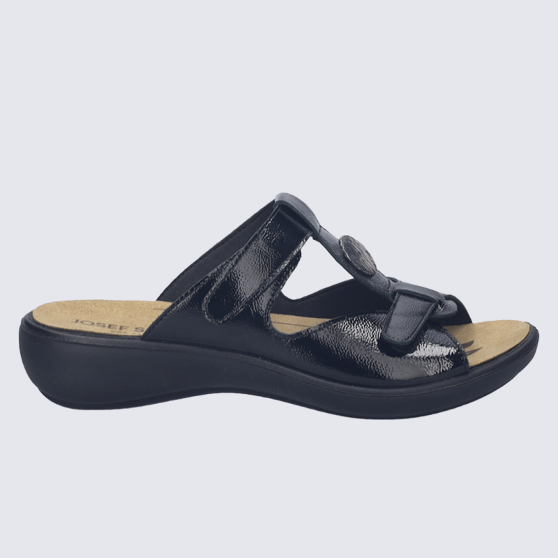 Sandales Josef Seibel, Sandales sandale femme en cuir verni noir