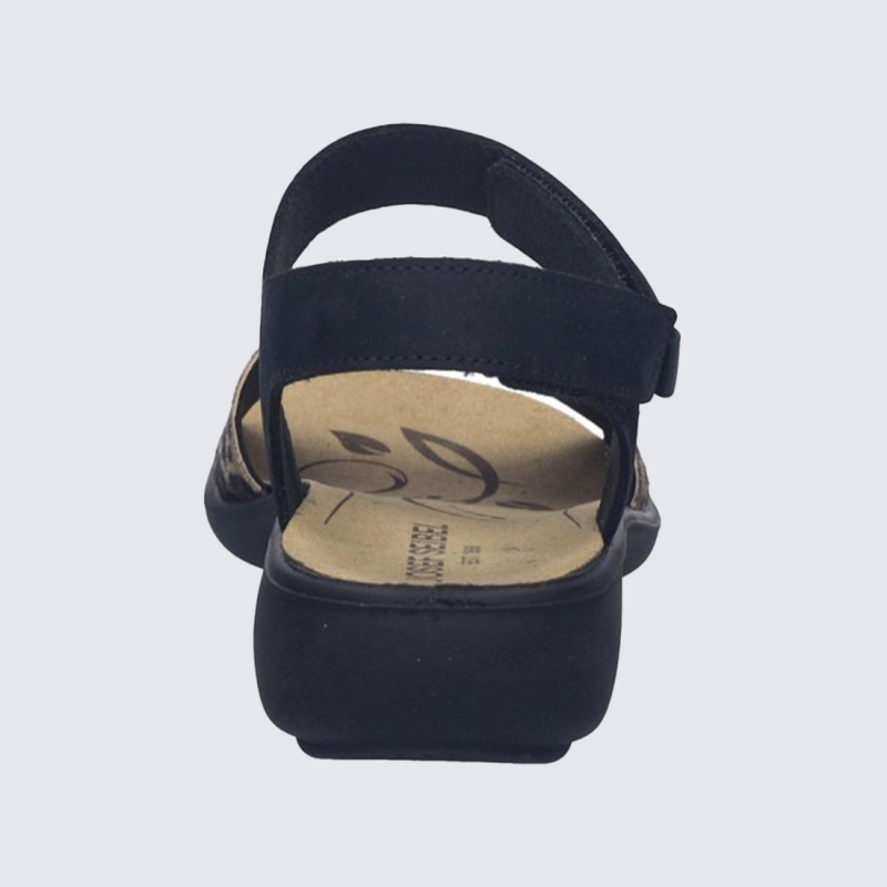 Sandales Josef Seibel, Sandales imprimé léopard femme en cuir noir léopard