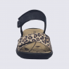 Sandales Josef Seibel, Sandales imprimé léopard femme en cuir noir léopard