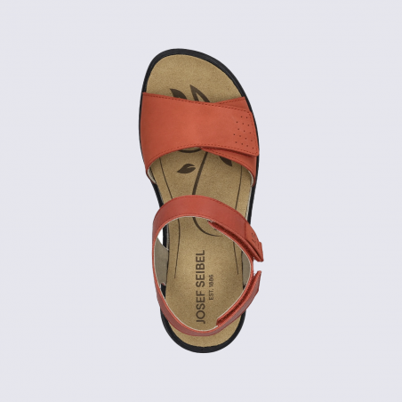 Sandales Josef Seibel, sandale femme à scratch en cuir rouge