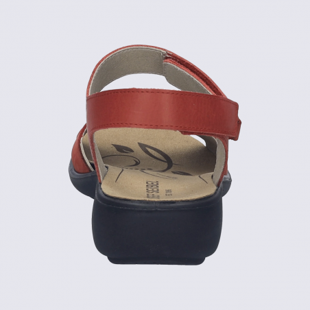 Sandales Josef Seibel, sandale femme à scratch en cuir rouge