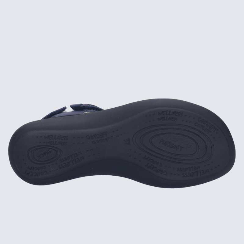 Sandales Josef Seibel, sandale femme à scratch en cuir marine