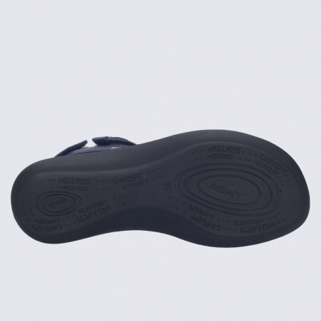 Sandales Josef Seibel, sandale femme à scratch en cuir marine