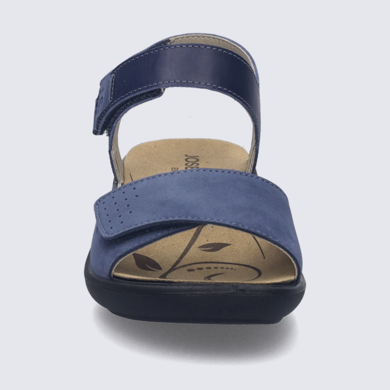 Sandales Josef Seibel, sandale femme à scratch en cuir marine