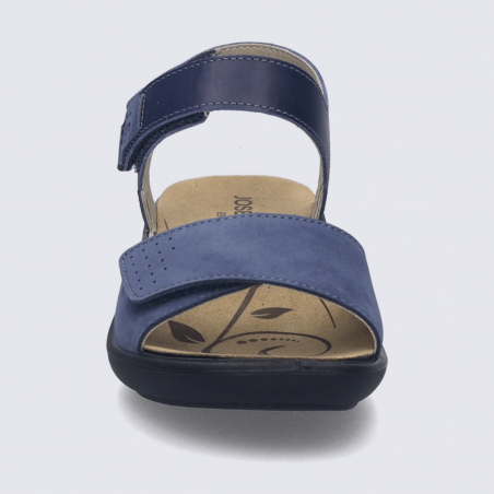 Sandales Josef Seibel, sandale femme à scratch en cuir marine