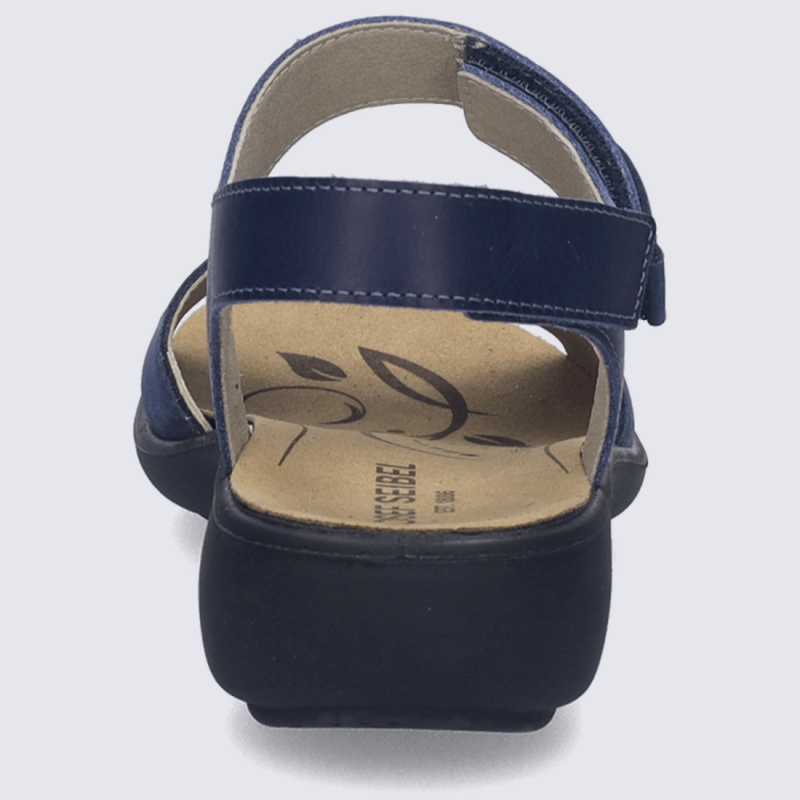 Sandales Josef Seibel, sandale femme à scratch en cuir marine