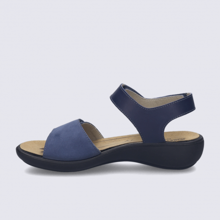 Sandales Josef Seibel, sandale femme à scratch en cuir marine