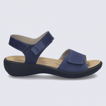 Sandales Josef Seibel, sandale femme à scratch en cuir marine