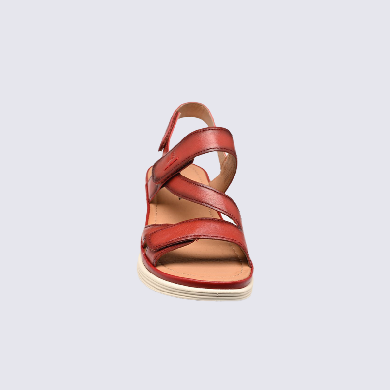 Sandale JOSEF SEIBEL, sandale compensée femme en cuir bordeaux Hibiscus