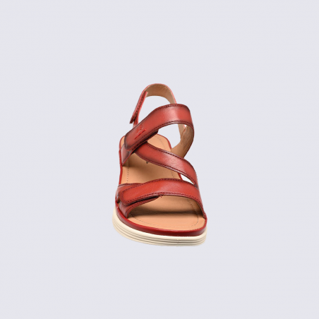 Sandale JOSEF SEIBEL, sandale compensée femme en cuir bordeaux Hibiscus