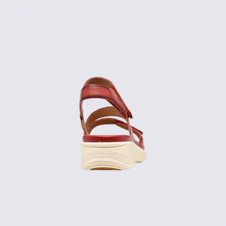 Sandale JOSEF SEIBEL, sandale compensée femme en cuir bordeaux Hibiscus