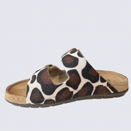 Mule ROHDE, mule confort femme en suède moka imprimé girafe