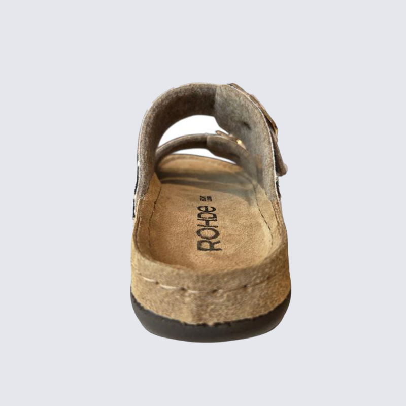 Mule ROHDE, mule confort femme en suède moka imprimé girafe