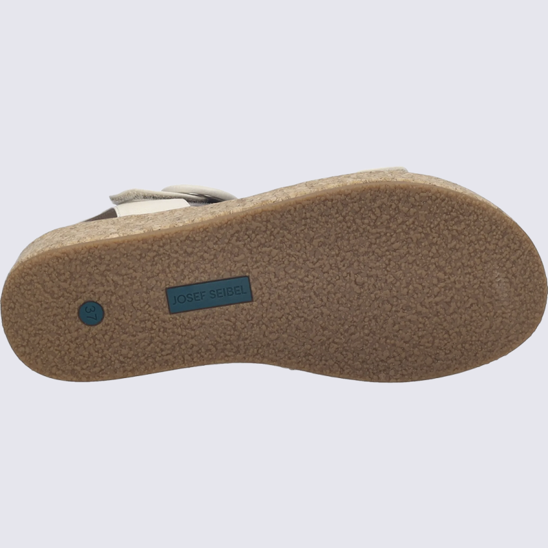 Sandale JOSEF SEIBEL, sandale compensée femme en cuir crème