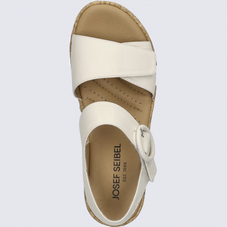 Sandale JOSEF SEIBEL, sandale compensée femme en cuir crème