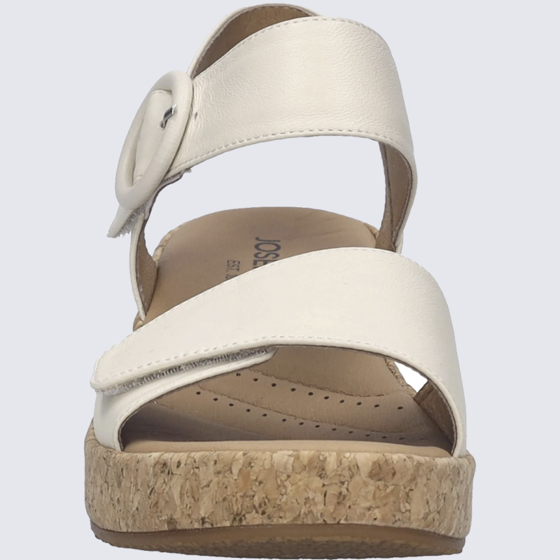 Sandale JOSEF SEIBEL, sandale compensée femme en cuir crème