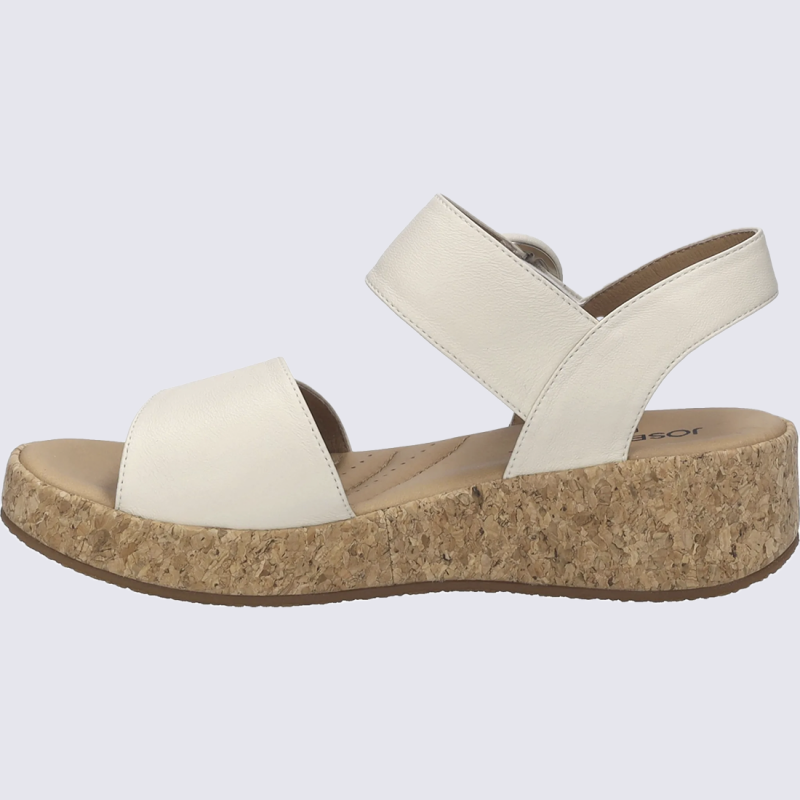 Sandale JOSEF SEIBEL, sandale compensée femme en cuir crème