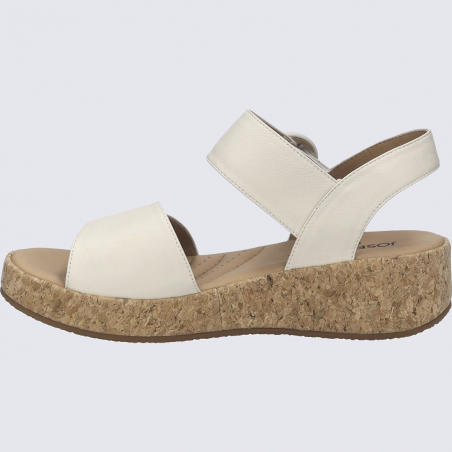 Sandale JOSEF SEIBEL, sandale compensée femme en cuir crème