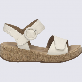 Sandale JOSEF SEIBEL, sandale compensée femme en cuir crème