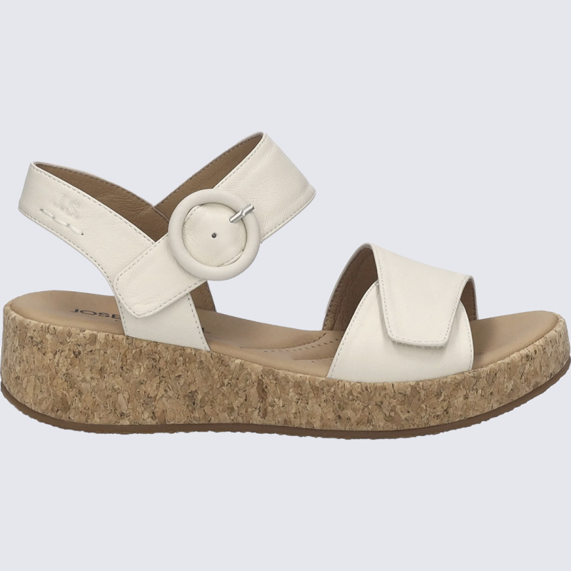 Sandale JOSEF SEIBEL, sandale compensée femme en cuir crème