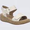 Sandale JOSEF SEIBEL, sandale compensée femme en cuir crème