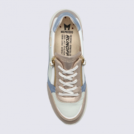 Baskets Mephisto, baskets à lacets tendance femme en cuir platinium