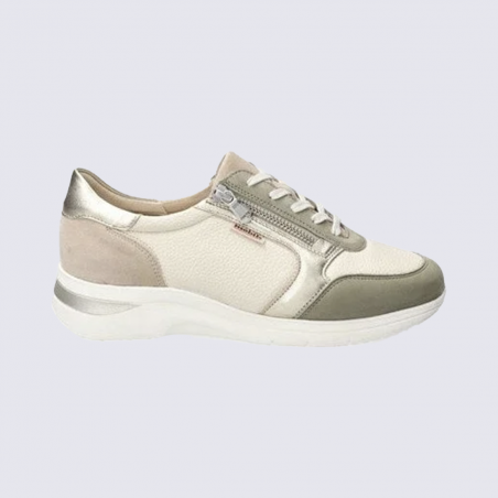 Sneaker MEPHISTO, sneaker confort femme en cuir multicolore Kaki clair