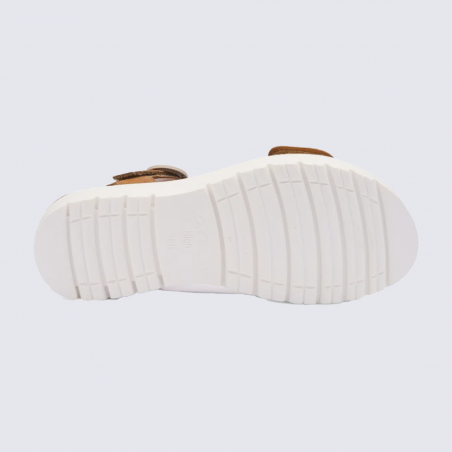 Sandale ARA, sandale compensée femme en cuir cognac nature